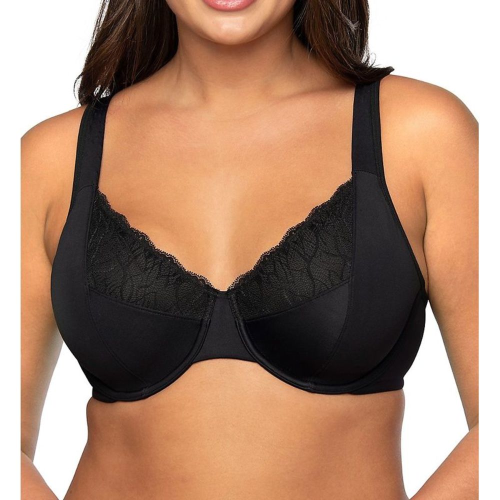 Vanity Fair Flattering Lace Minimizer Underwire Bra -  Mid Black  76014